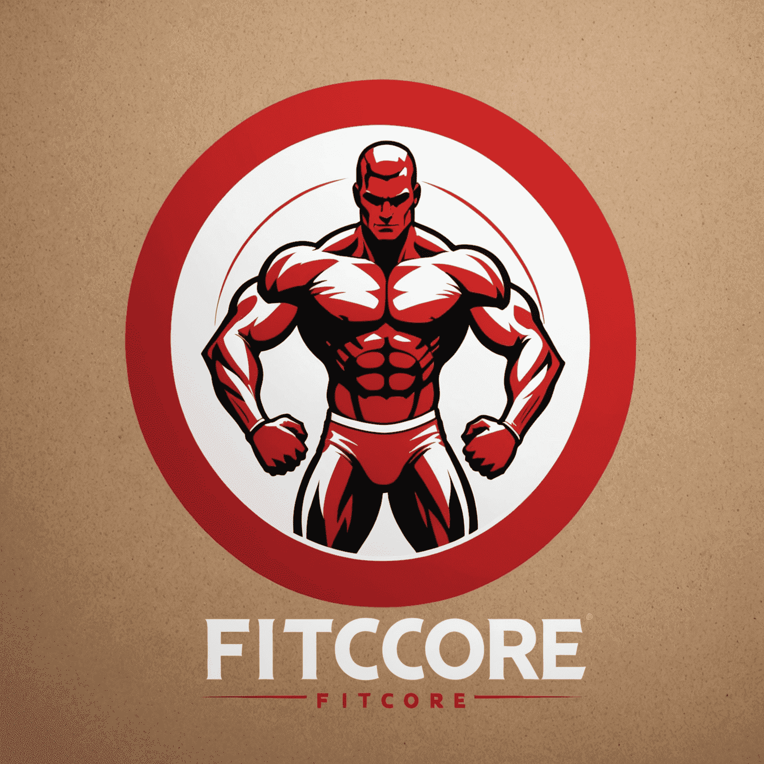 FitCore Logo - A dynamic red and white logo featuring a stylized athlete silhouette integrated with the text
