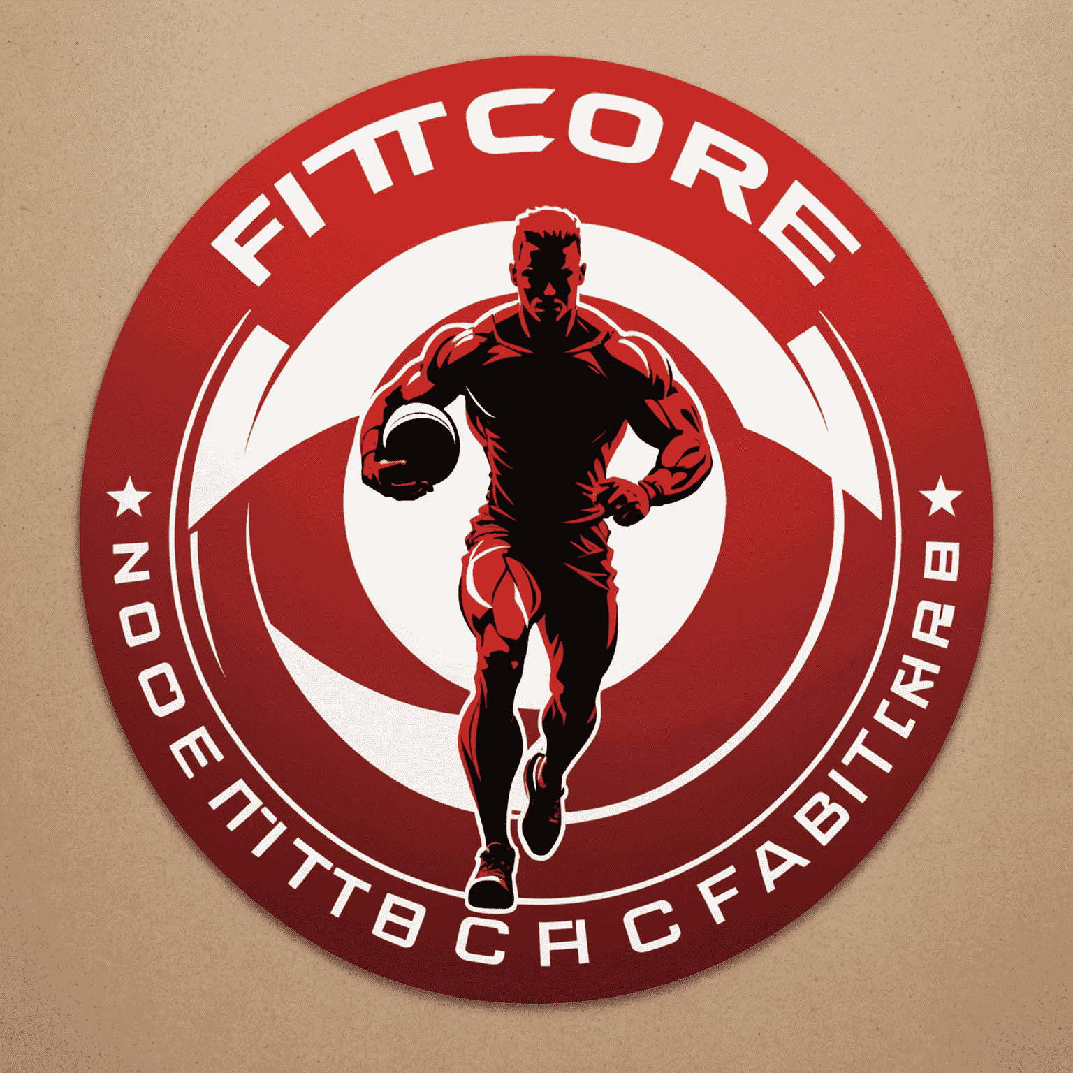 FitCore Logo - A dynamic red and white logo featuring a stylized athlete silhouette integrated with the text