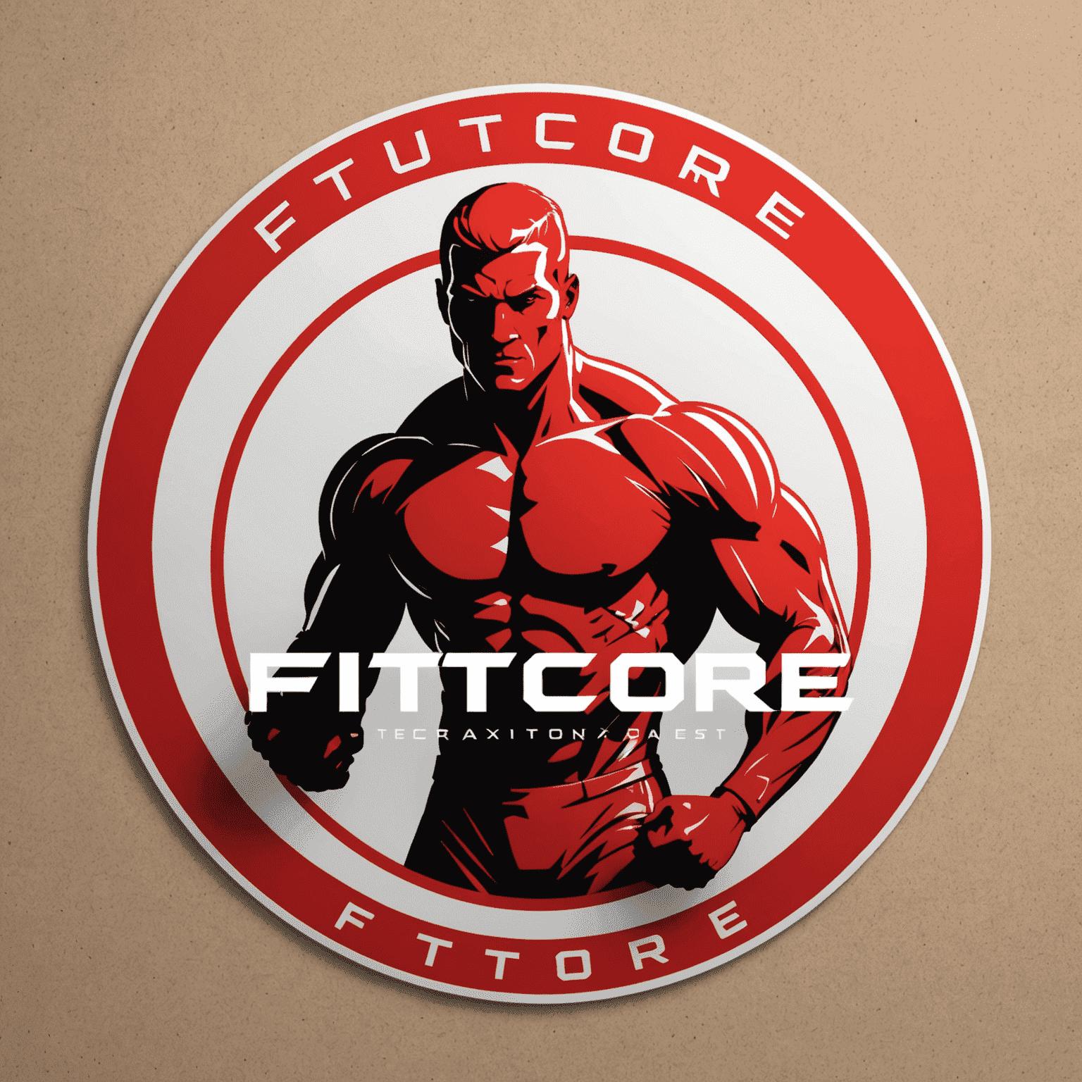 FitCore Logo - A dynamic red and white logo featuring a stylized athlete silhouette integrated with the text