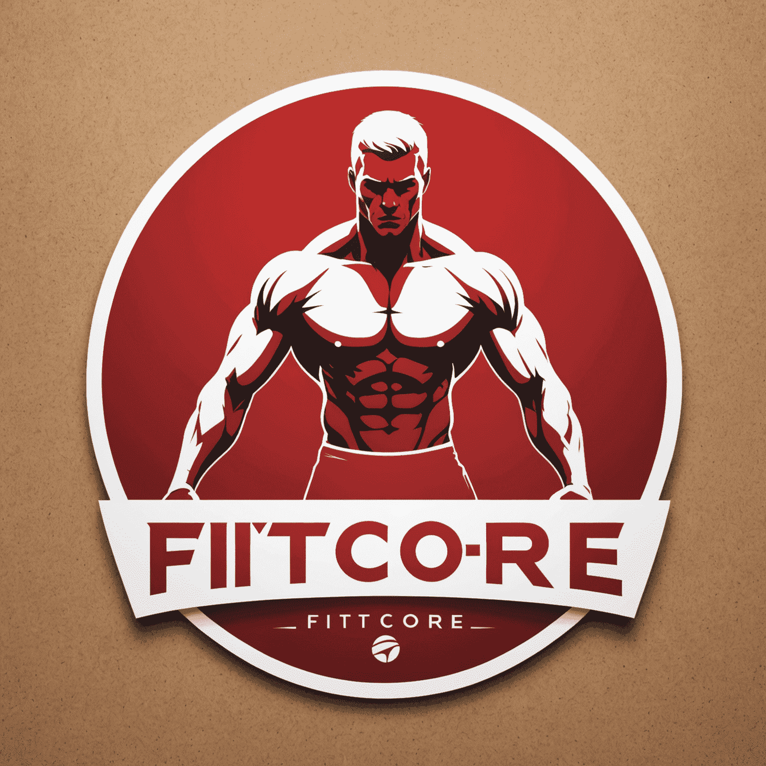 FitCore Logo - A dynamic red and white logo featuring a stylized athlete silhouette integrated with the text
